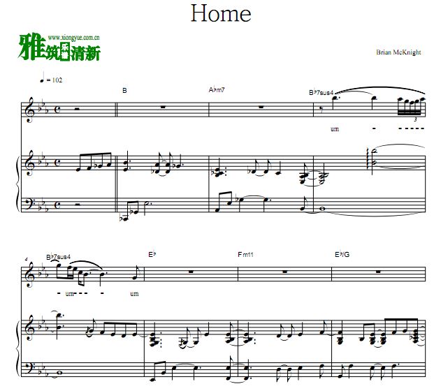 Brian McKnight - Home歌谱 原谱 钢琴谱