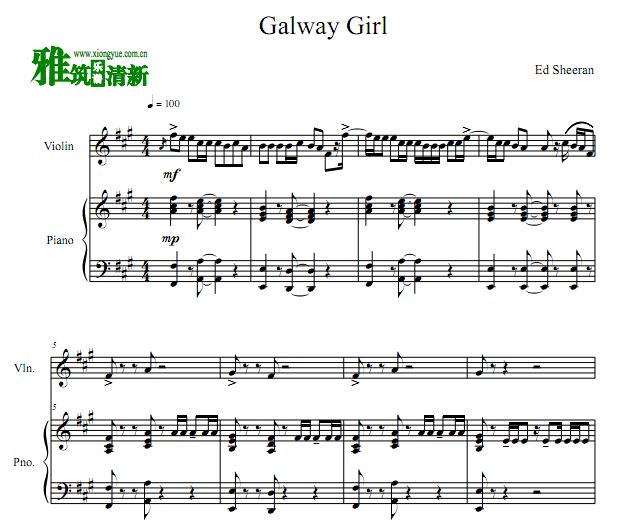 Galway Girl小提琴钢琴伴奏谱