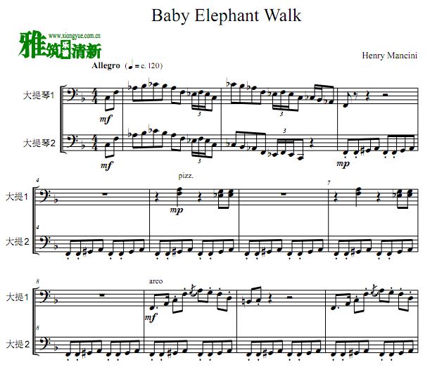 小象进行曲 Baby Elephant Walk大提琴二重奏谱