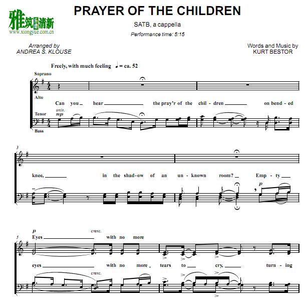 Prayer of the Children 阿卡贝拉谱 合唱谱