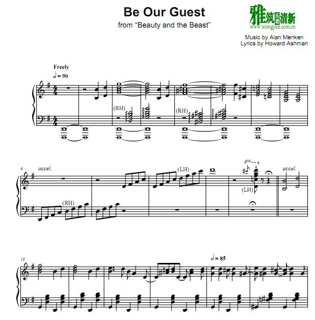 美女与野兽Ragtime - Be Our Guest钢琴谱