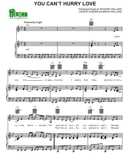 落跑新娘Runaway Bride - You Can't Hurry Love钢琴谱
