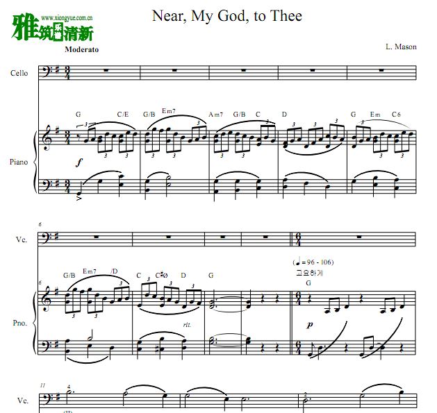 更近我主 Nearer My God To Thee 大提琴谱 钢琴伴奏谱