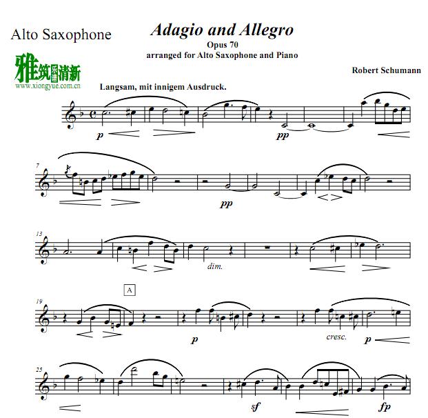 舒曼《柔板与快板》 Schumann Adagio and Allegro Op. 70萨克斯谱