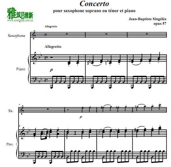 jean baptiste singelee - Concerto Opus 57 萨克斯钢琴伴奏谱