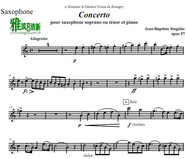 jean baptiste singelee - Concerto Opus 57 萨克斯谱
