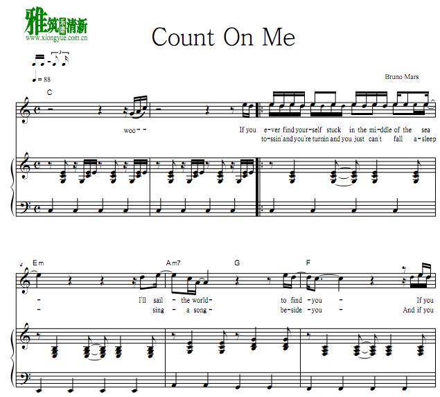 Bruno Mars - Count On Me钢琴伴奏谱