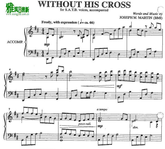 Without His Cross 四声部合唱钢琴伴奏谱3