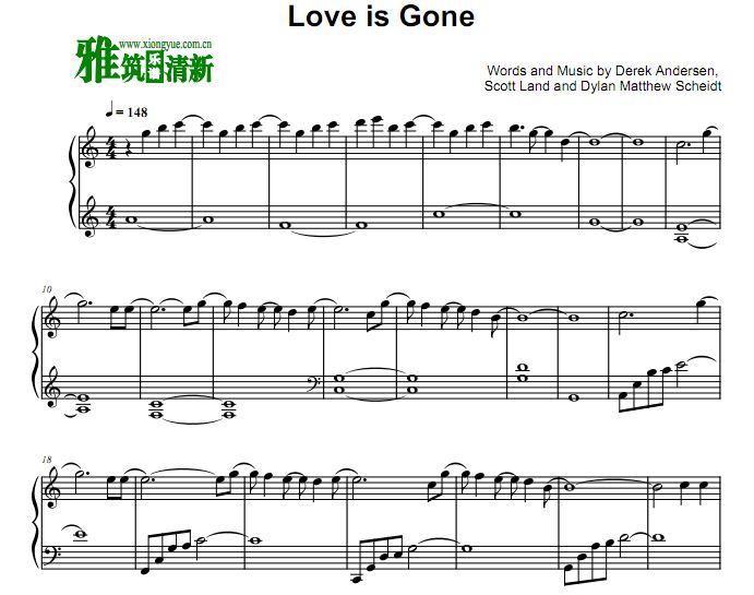 Love Is Gone 钢琴谱