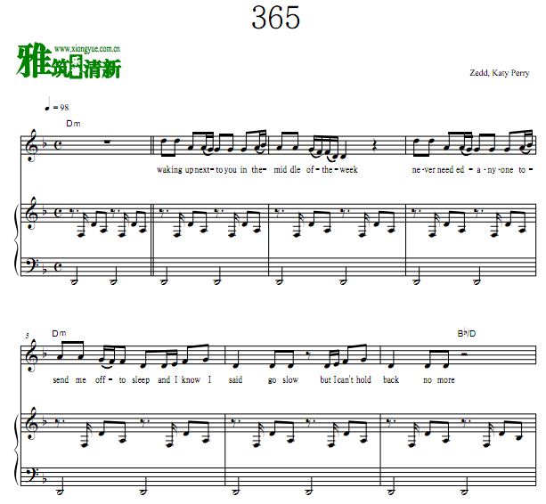 Zedd, Katy Perry - 365歌谱 正谱