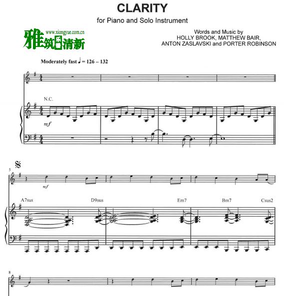 Clarity小提琴谱