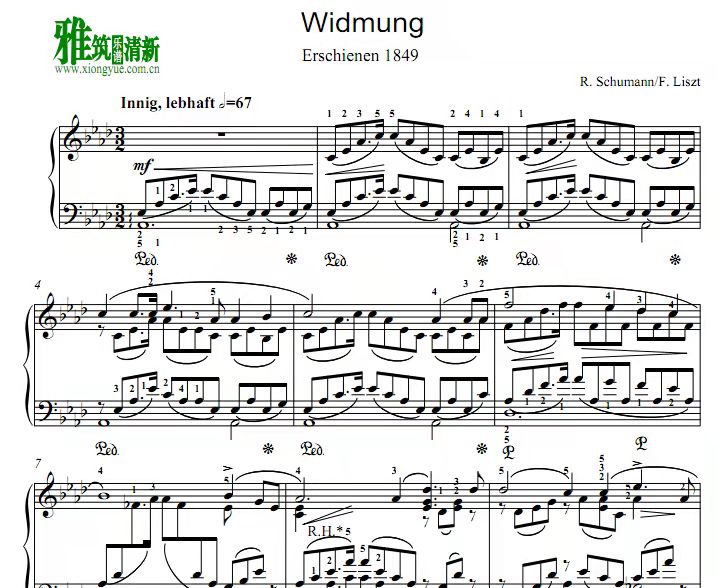R.Schumann - Widmung 舒曼 恋歌钢琴谱