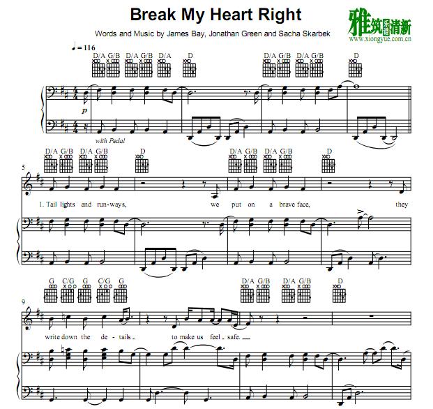 James Bay-Break My Heart Right钢琴谱