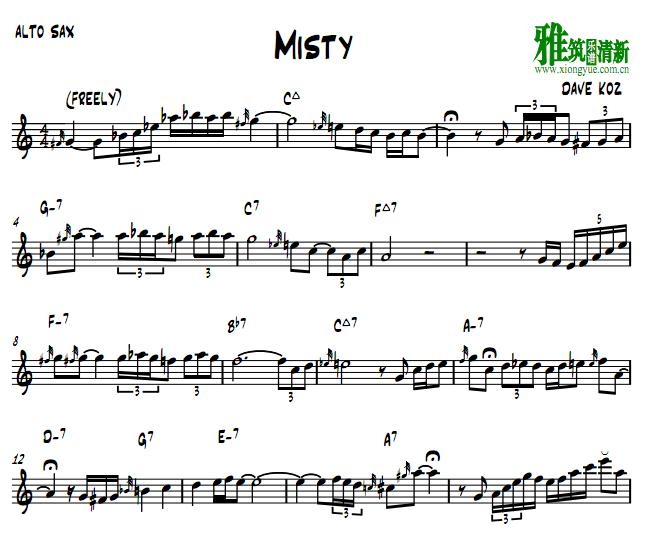 dave koz - misty萨克斯谱