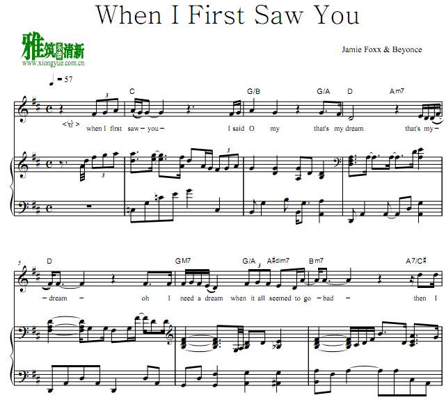 Jamie Foxx,Beyonce - When I First Saw You钢琴伴奏谱