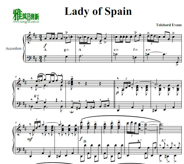 Lady of Spain手风琴谱