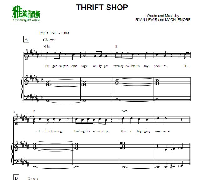 Thrift Shop钢琴伴奏谱