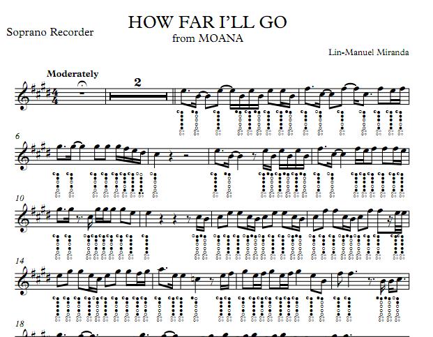 How Far I'll Go竖笛谱