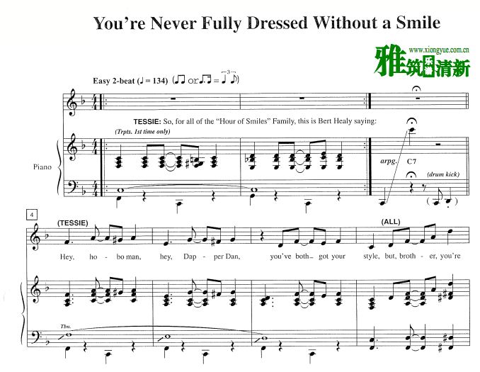 安妮 Annie  - You're Never Fully Dressed Without a Smile钢琴伴奏谱