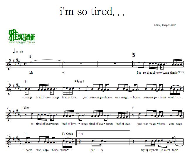 Troye Sivan - i'm so tired小提琴谱