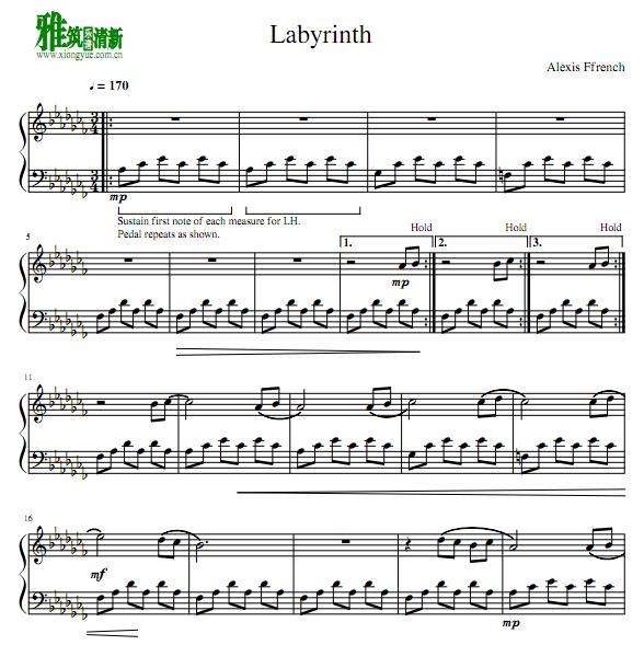 Alexis Ffrench - labyrinth钢琴谱
