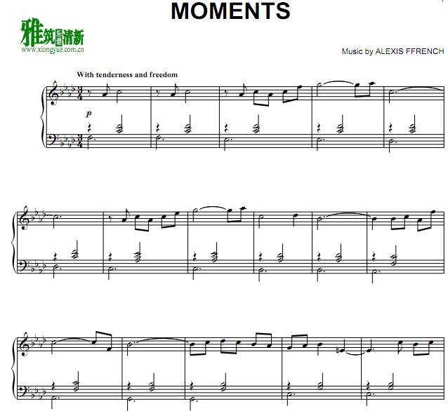 Alexis Ffrench - moments钢琴谱