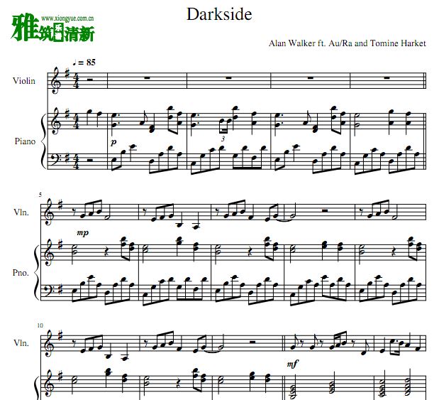Darkside小提琴钢琴二重奏谱