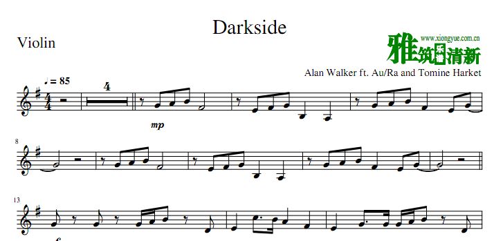 Darkside 小提琴谱
