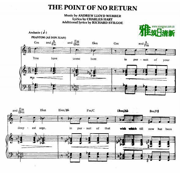 The Point of No Return 钢琴伴奏声乐谱 正谱