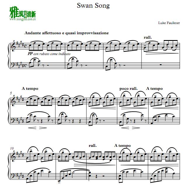 luke faulkner - Swan Song钢琴谱