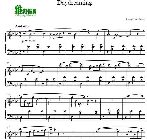 luke faulkner - daydreaming钢琴谱
