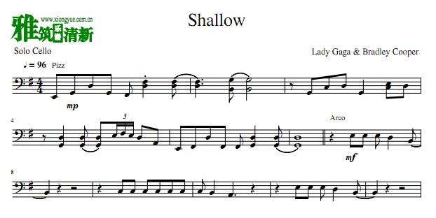 Shallow 大提琴独奏谱