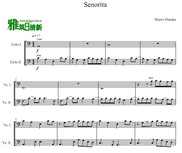 Senorita 大提琴二重奏谱