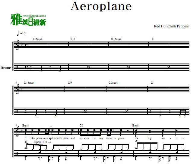 Red Hot Chili Peppers  - Aeroplane 鼓谱