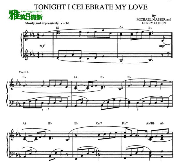 Tonight I Celebrate My Love钢琴谱 