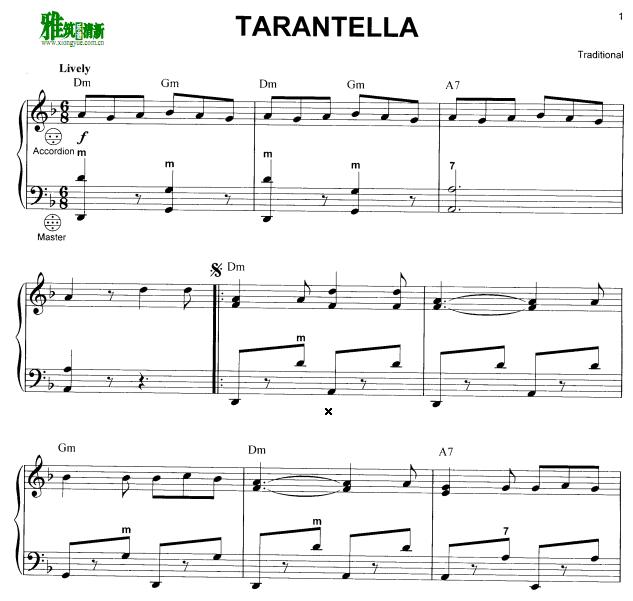 塔兰泰拉舞曲tarantella 手风琴谱