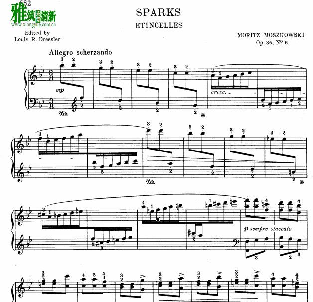 Moszkowski 莫斯科夫斯基 火花op.36,6 Etincelles钢琴谱