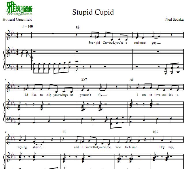stupid cupid 钢琴伴奏谱