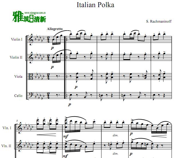 意大利波尔卡 Italian Polka弦乐四重奏谱