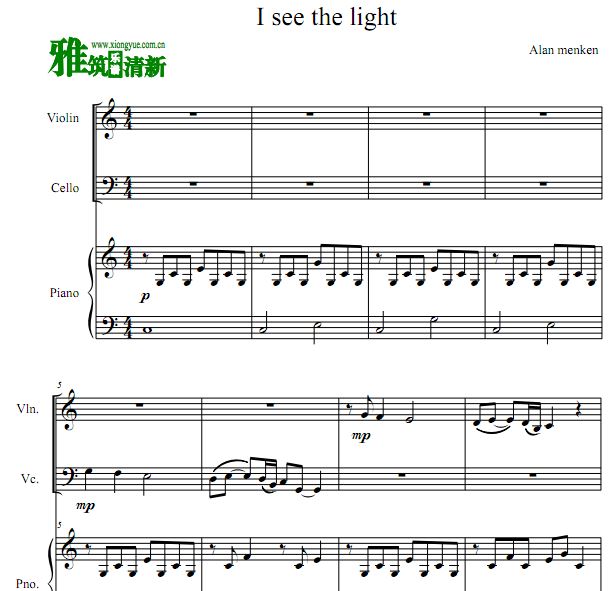 I See the Light 钢琴三重奏谱 魔发奇缘钢琴三重奏谱