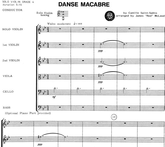 Danse Macabre骷髅之舞 小提琴弦乐团总谱