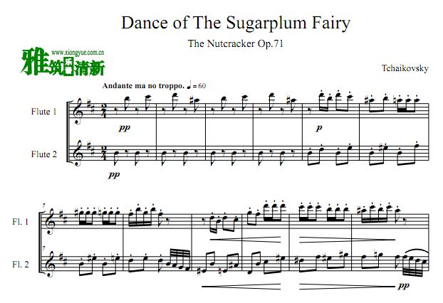 Dance Of The Sugar plum Fairy 长笛二重奏谱