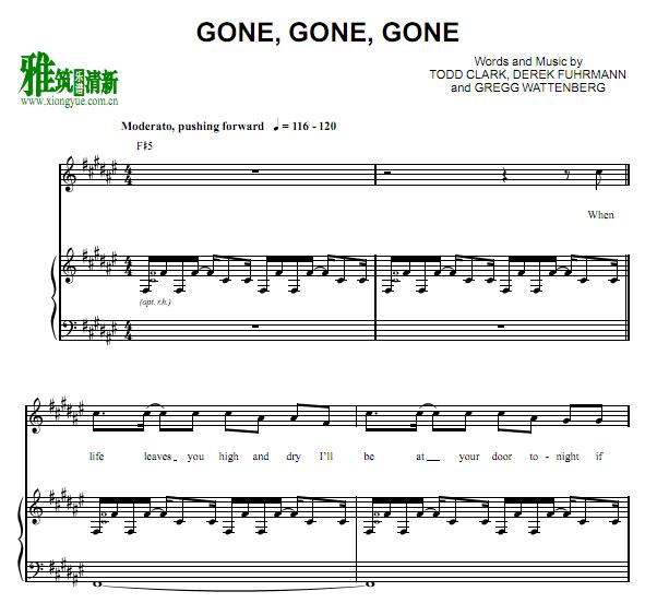 American Idol 美国偶像- Gone, Gone, Gone 钢琴伴奏谱