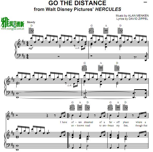 Hercules - Go the Distance 正谱 钢琴谱