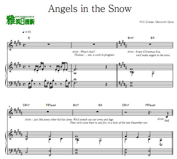 Angels in the Snow 钢琴伴奏谱 二重唱声乐谱