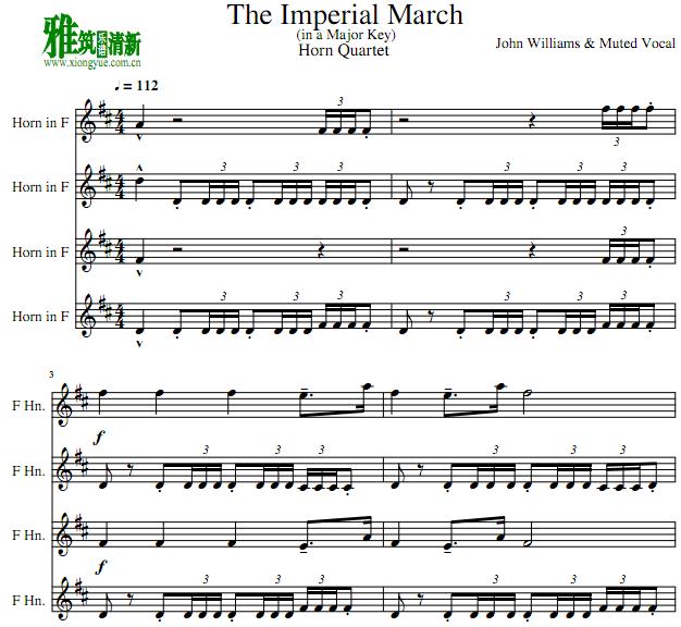 星球大战The Imperial March帝国进行曲圆号四重奏谱