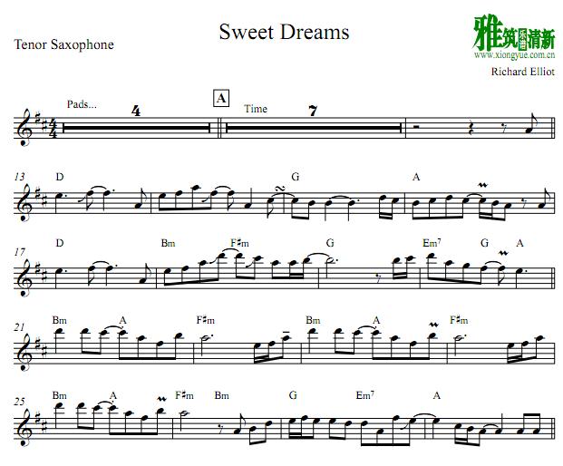 理查·艾略特Richard Elliot - Sweet Dreams 萨克斯谱Tenor