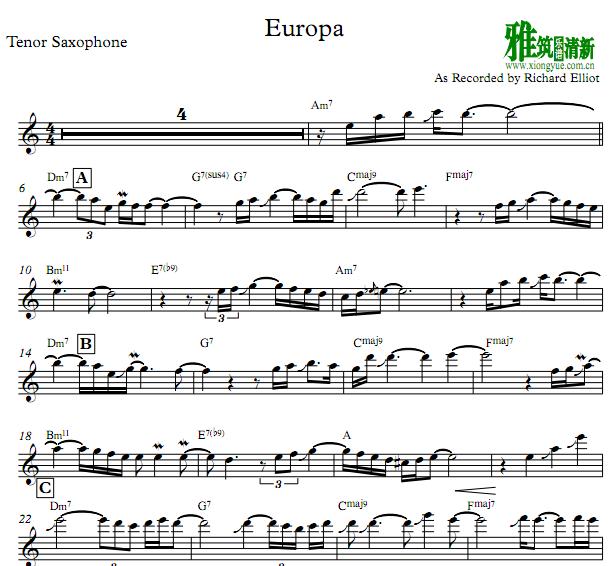 Richard Elliot 理查·艾略特 Europa 萨克斯谱 Tenor
