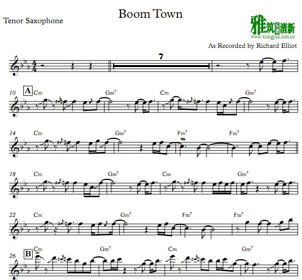 Richard Elliot 理查·艾略特 Boom Town 萨克斯谱Tenor