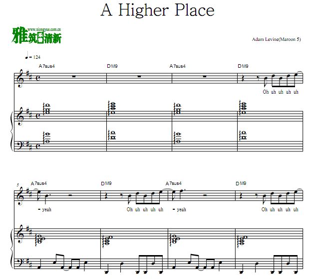 Begin Again插曲  A Higher Place钢琴弹唱谱 歌谱 正谱